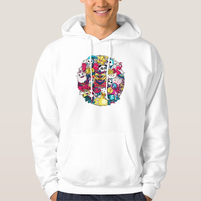 Japansk Doodle-konst Hoodie (Framsida)