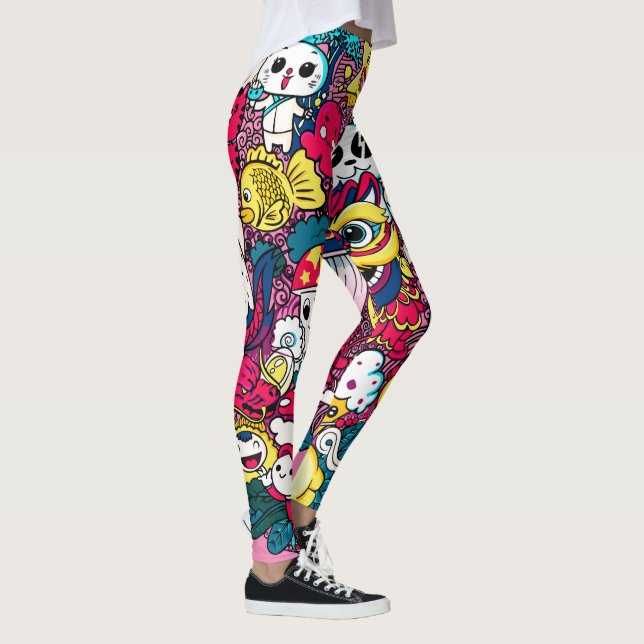 Japansk Doodlekonst Leggings (Höger)