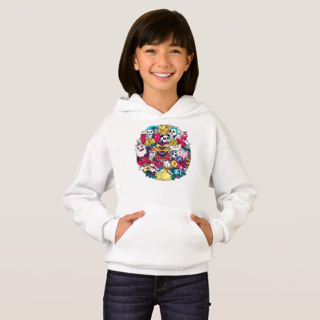 Japansk Doodlekonst T Shirt (Hel framsida)