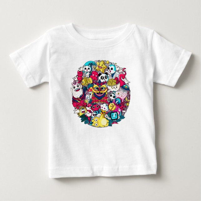 Japansk Doodlekonst T Shirt (Framsida)