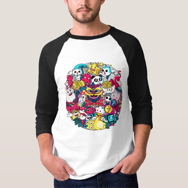 Japansk Doodlekonst T Shirt (Framsida)