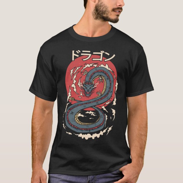 Japansk dragon Aesthetic Kanji Symbol Japan Tatto T Shirt (Framsida)
