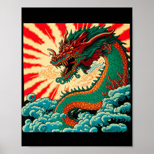 Japansk dragon Anime Japan kinesiska dragons Tatto Poster