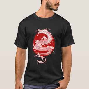 Japansk Dragon Art Japansk Flagga Retro Ja T Shirt