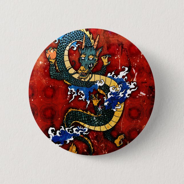 Japansk dragon - Bra Fortune Knapp (Framsida)