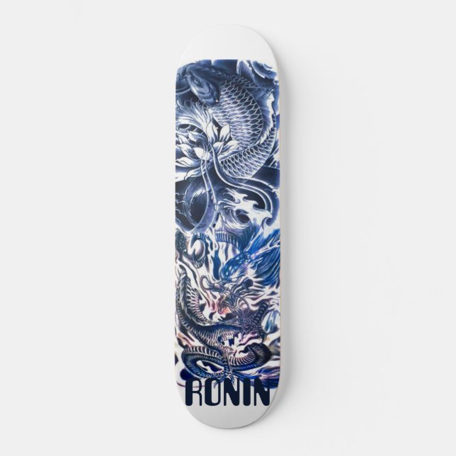Japansk Dragon Koi Phoenix Skateboard Deck (Framsida)