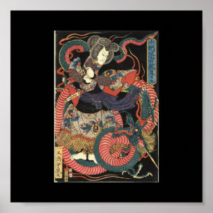 Japansk Dragon Painting Circa 1860 Poster
