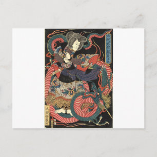 Japansk Dragon Painting Circa 1860 Vykort
