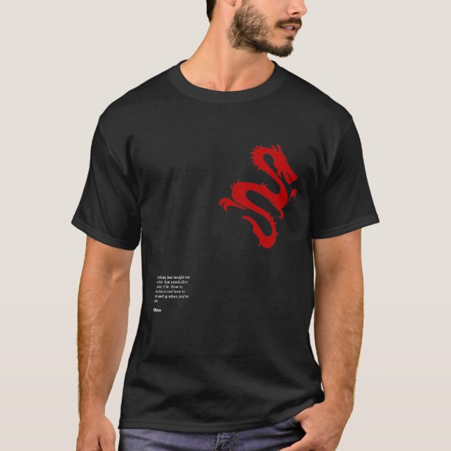 Japansk Dragon T-shirt för Skateboarders med citat (Framsida)