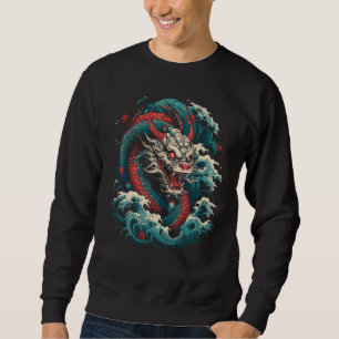 Japansk Dragon TattoArt Irezumi japansk Art Gr Lång Ärmad Tröja
