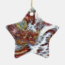Japansk Dragon Tattodesign Julgransprydnad Keramik