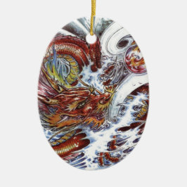 Japansk Dragon Tattodesign Julgransprydnad Keramik