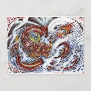 Japansk Dragon Tattodesign Vykort