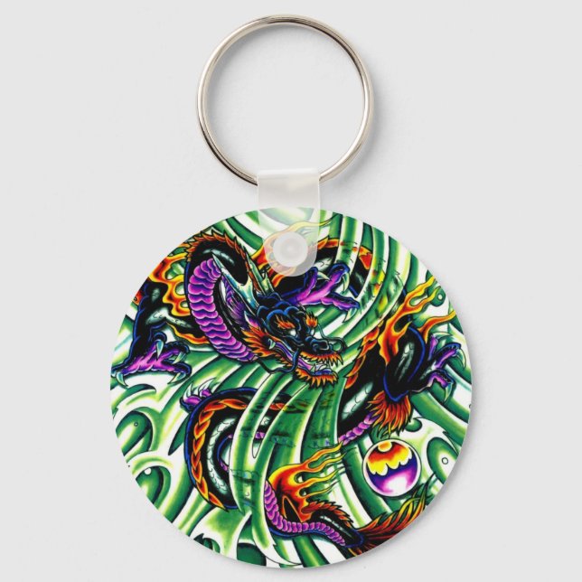 Japansk Dragon Tattoo Nyckelring (Framsida)