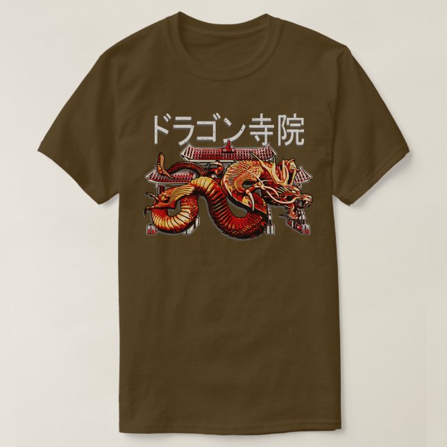 Japansk Dragon Temple Japan Illustration T Shirt (Design framsida)