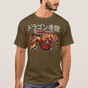 Japansk Dragon Temple Japan Illustration T Shirt