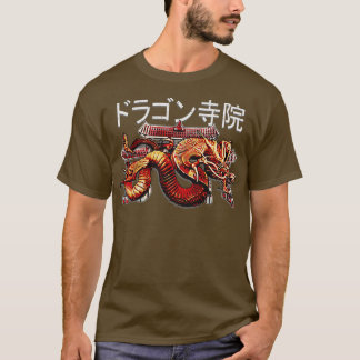 Japansk Dragon Temple Japan Illustration T Shirt