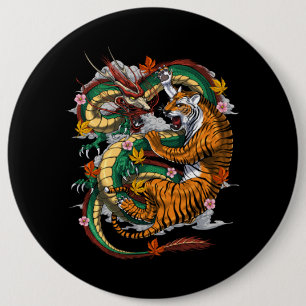 Japansk Dragon Tiger Battle Knapp