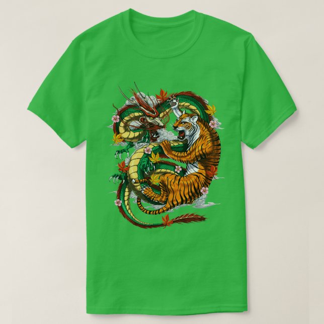 Japansk Dragon Tiger T Shirt (Design framsida)