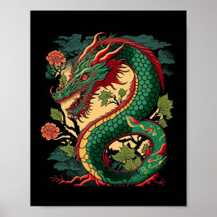Japansk Drak Anime Japan Kinesiska Drakar Tatuerin Poster