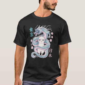 Japansk Drak Kawaii Alpaca Llama Söt Pastell An T Shirt