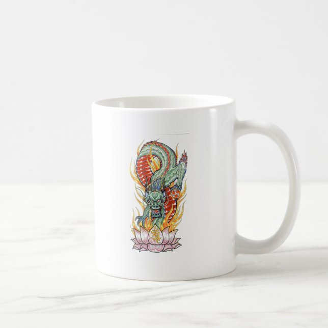 Japansk drak och lotusblomma kaffemugg (Höger)