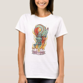 Japansk drak och lotusblomma tee shirt
