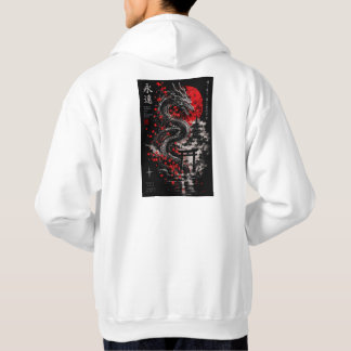 Japansk Drak- och Röd Sol-Samuraj Väggkonst – Bla Hoodie
