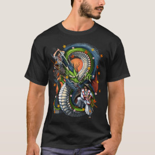 Japansk Drak Samuraj T Shirt