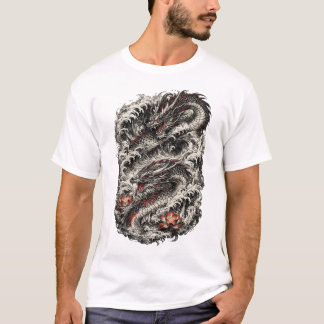Japansk Drak Tätowering T-Shirt | Traditionell Ire