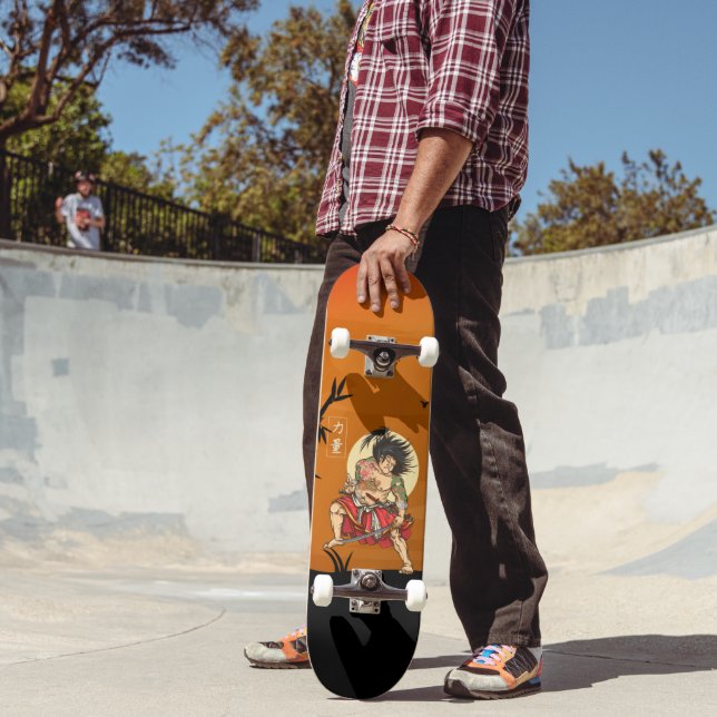 Japansk drak tatuering samuraj krigare  mini skateboard bräda 18,5 cm (Utomhus 2)
