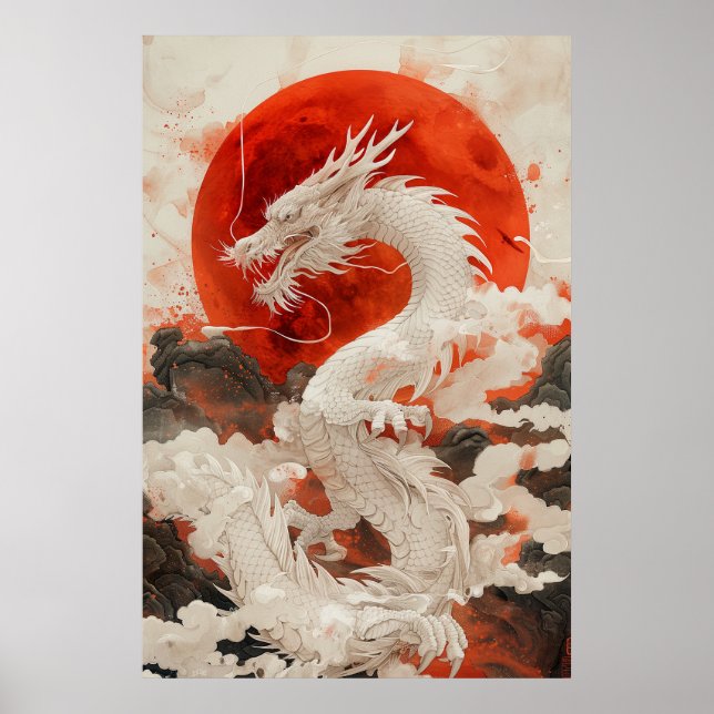 Japansk drak Ukiyo-e – Mytisk kraftaffisch Poster (Framsidan)