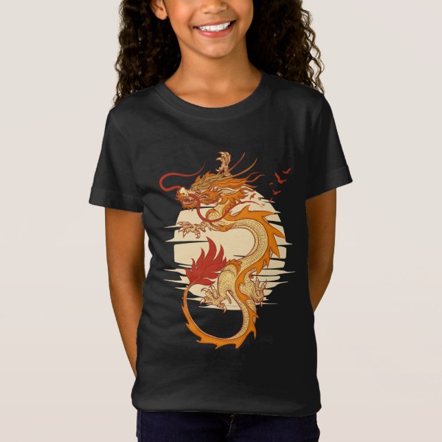 Japansk Drak Vintage  T Shirt (Framsida)
