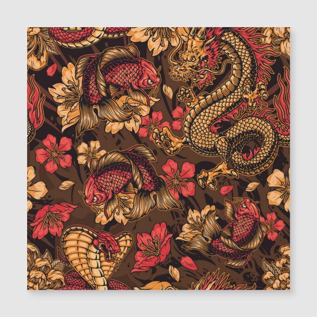 Japansk drake koi mönster. (Framsida)