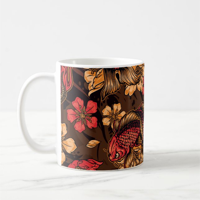 Japansk drake koi mönster. kaffemugg (Vänster)