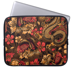 Japansk drake koi mönster. laptop fodral