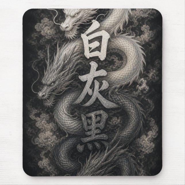 Japansk drake med Kanji-anande Musmatta (Framsidan)