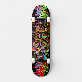 Japansk drake med Kanjigrafittiskateboarden Mini Skateboard Bräda 18,5 Cm