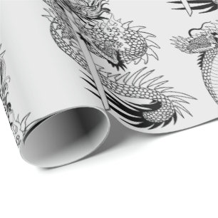 Japansk drake med katana-svärd papprare presentpapper