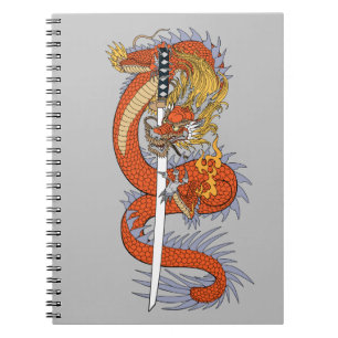 Japansk drake med katana-svärd T-Shirt Livsmedel  Anteckningsbok