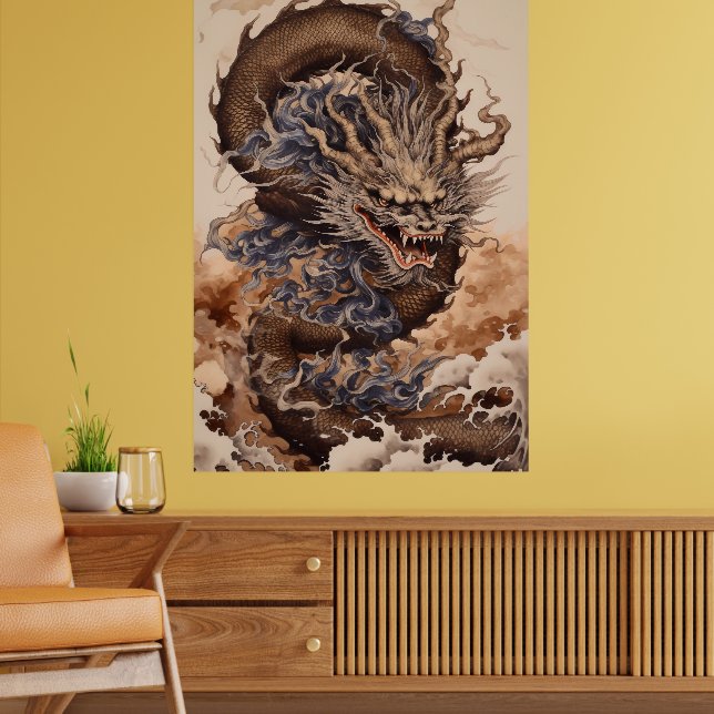 Japansk drake med ormform med kanagaw poster (Vardagsrum 2)