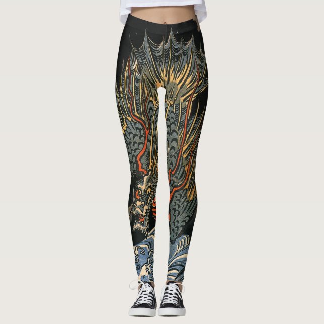 JAPANSK DRAKEdamasker Leggings (Framsida)