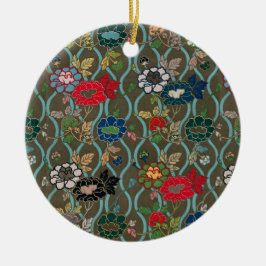 Japansk elegance: Vintage Blommigt Julgransprydnad Keramik