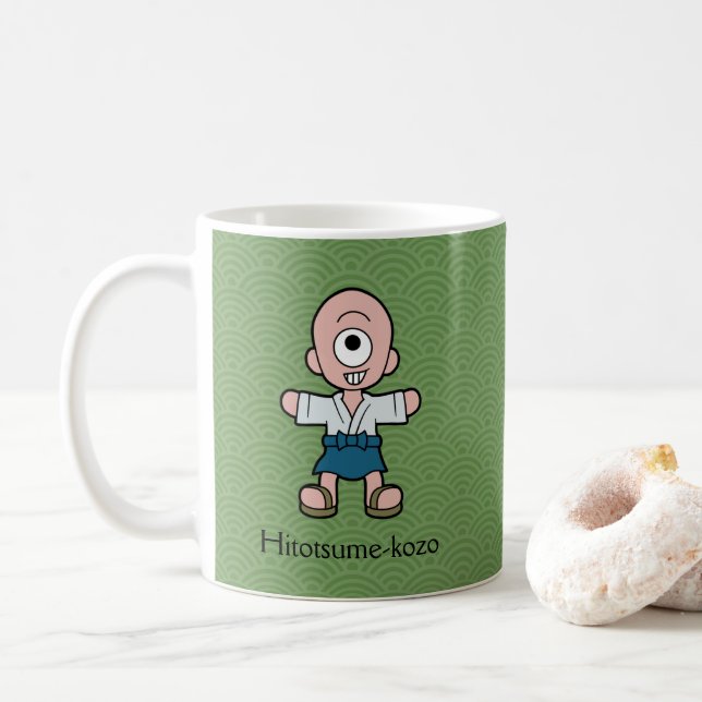 Japansk enögd unge: Tecknad Yokai Kaffemugg (Med munk)