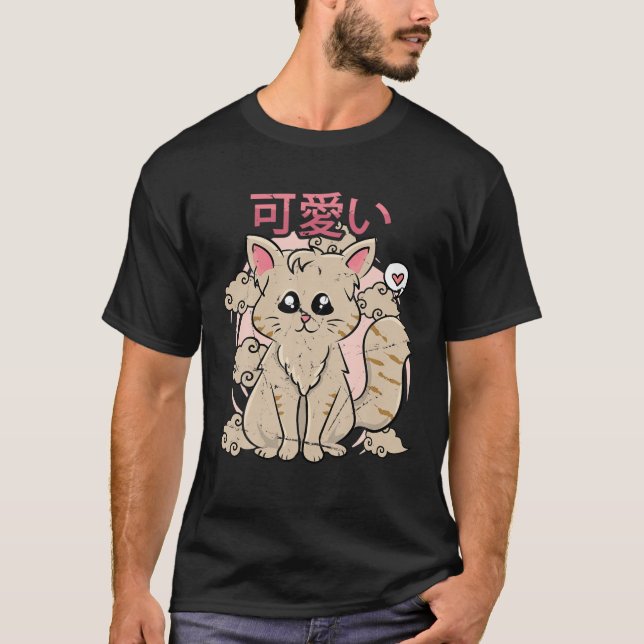 Japansk estetik - Cute Kawaii Anime Cat - Clou T Shirt (Framsida)