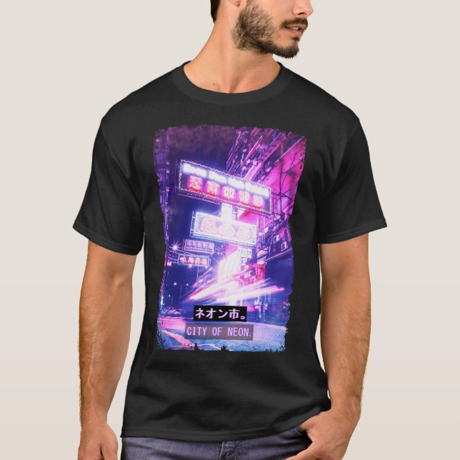 Japansk estetik Vaporwave Tokyo Streetwear T Shirt (Framsida)