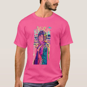 Japansk estetisk cyberpunk Stil Waifu Girl Woma T Shirt