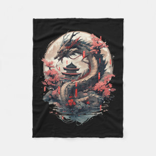 Japansk estetisk dragon Japansk Art Japan Tatto Fleecefilt