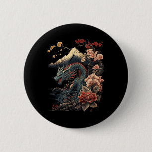 Japansk estetisk dragon Japansk Art Japan Tatto Knapp