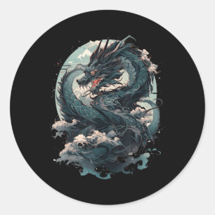 Japansk estetisk dragon Japansk Art Japan Tatto Runt Klistermärke